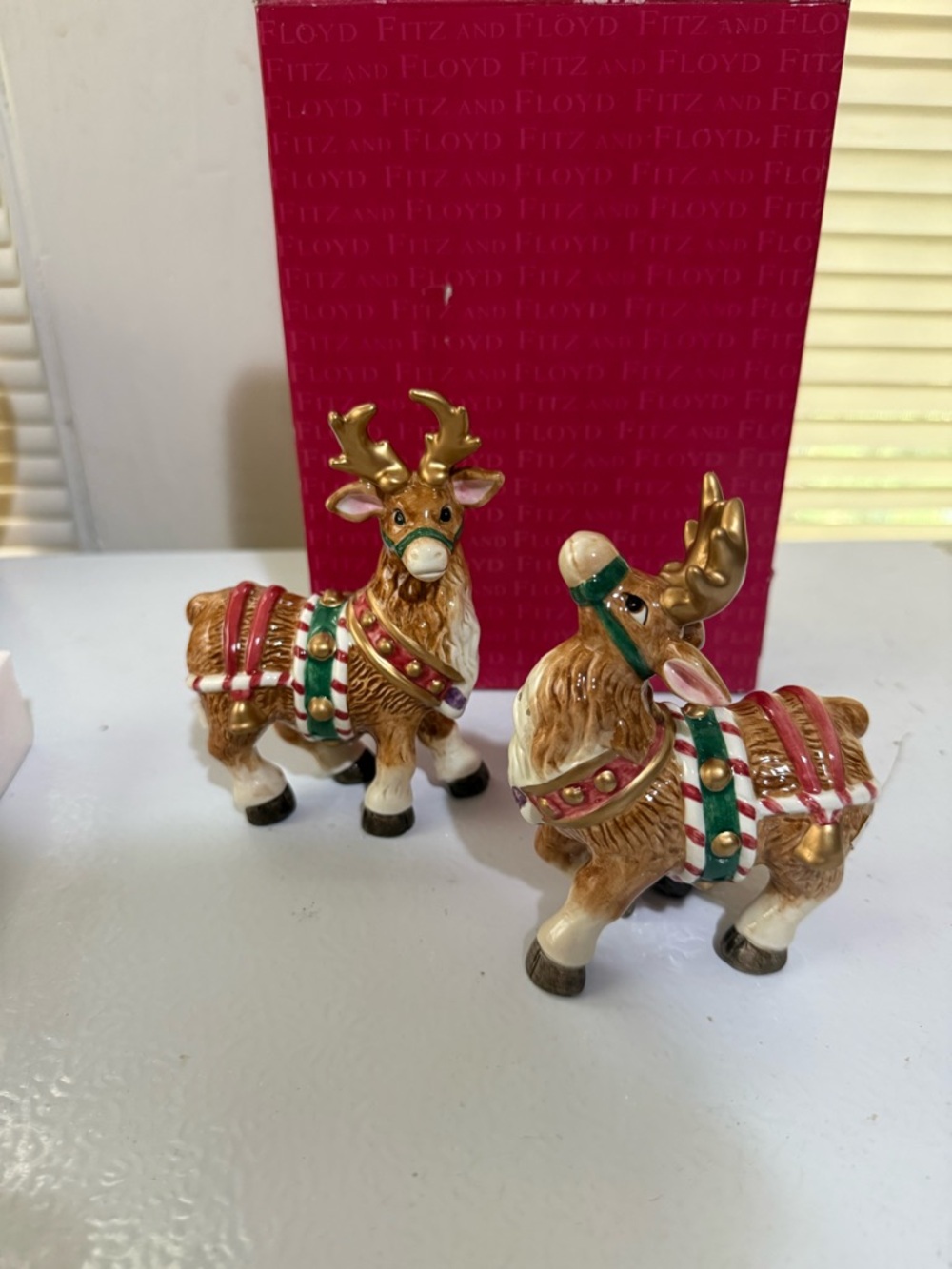 Fitz & Floyd Candylane Reindeer salt & pepper shaker.